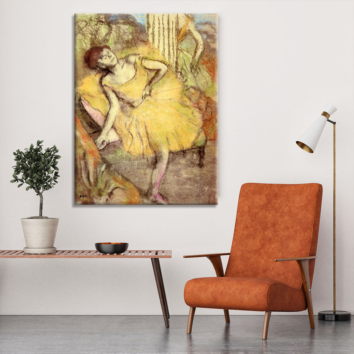 Sitting dancer with the right leg up by Degas Canvas Print or Poster - Canvas Art Rocks - 6
