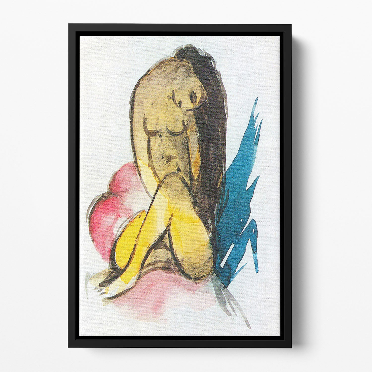 Sitting yellow lady by Franz Marc Floating Framed Canvas