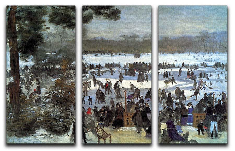 Skating runners in the Bois de Bologne by Renoir 3 Split Panel Canvas Print - Canvas Art Rocks - 1