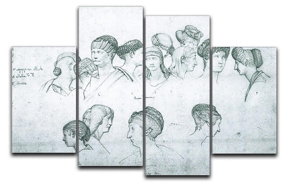 Sketch of hairstyles from ancient sculptures by Alma Tadema 4 Split Panel Canvas - Canvas Art Rocks - 1