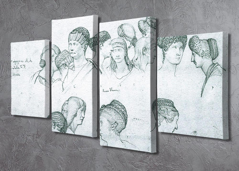 Sketch of hairstyles from ancient sculptures by Alma Tadema 4 Split Panel Canvas - Canvas Art Rocks - 2