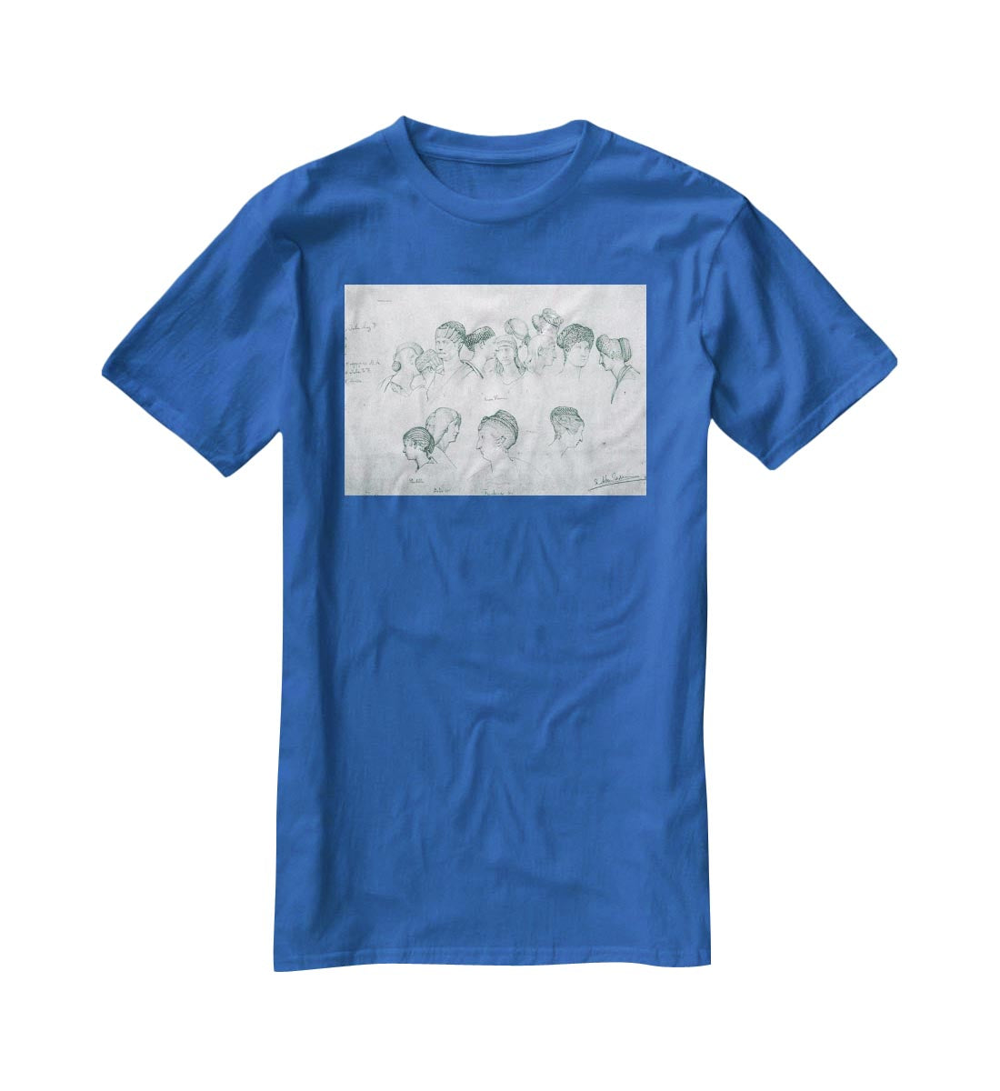Sketch of hairstyles from ancient sculptures by Alma Tadema T-Shirt - Canvas Art Rocks - 2