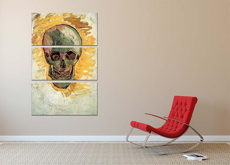 Skull by Van Gogh 3 Split Panel Canvas Print - Canvas Art Rocks - 2