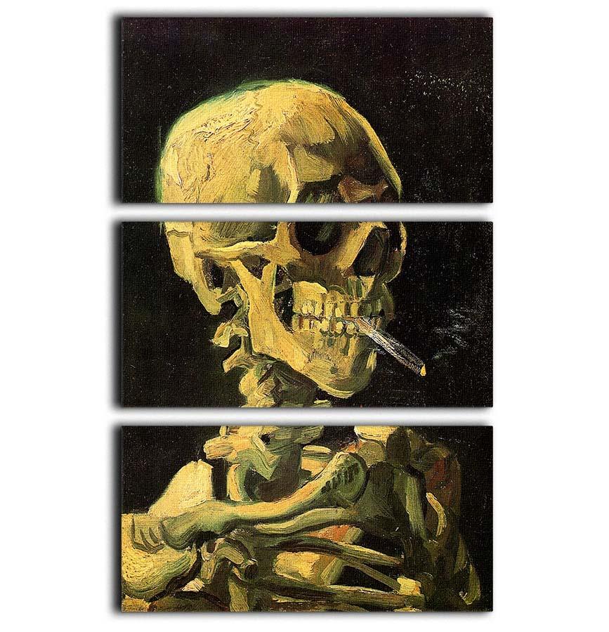 Skull with Burning Cigarette by Van Gogh 3 Split Panel Canvas Print - Canvas Art Rocks - 1