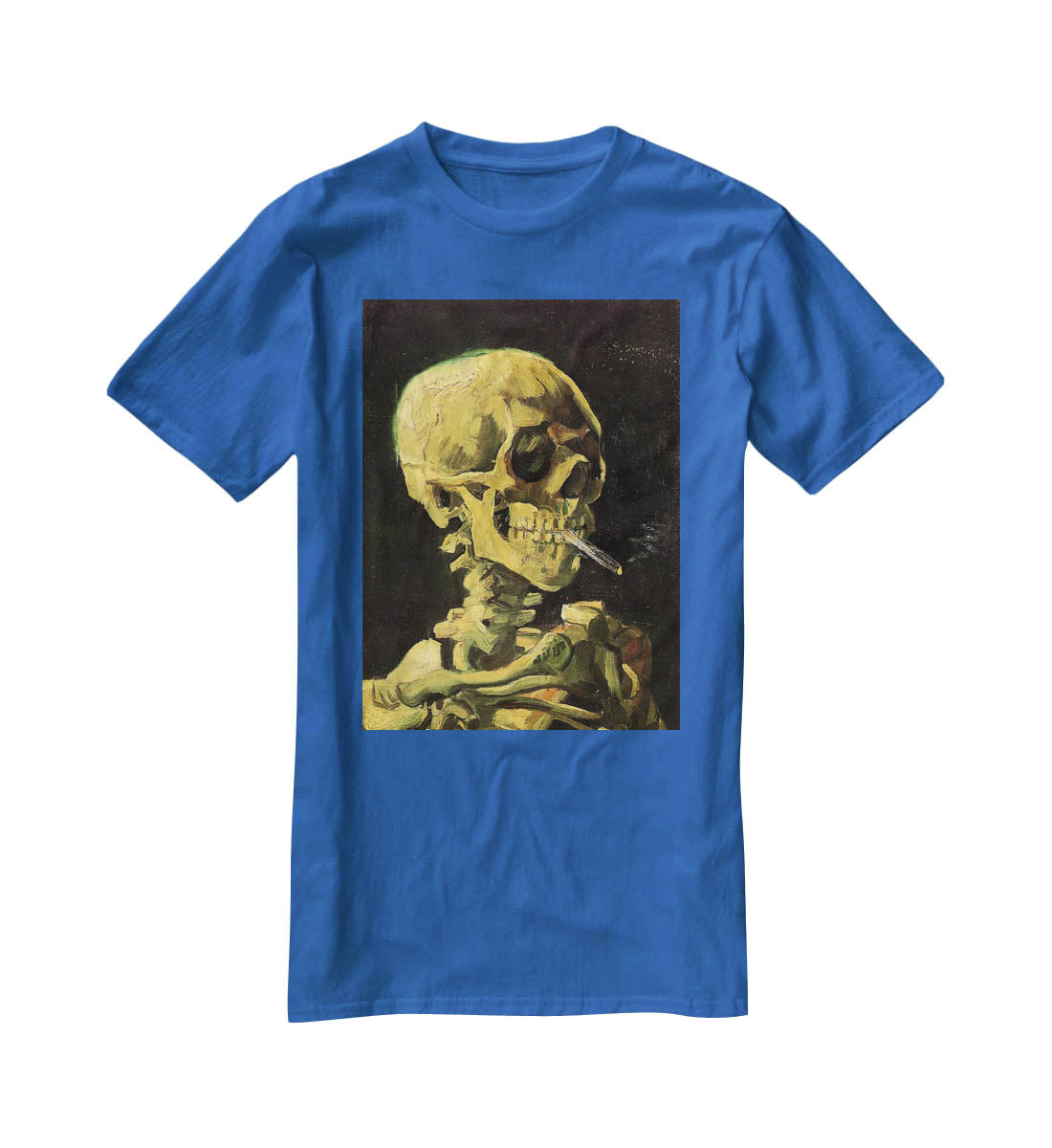 Skull with Burning Cigarette by Van Gogh T-Shirt - Canvas Art Rocks - 2