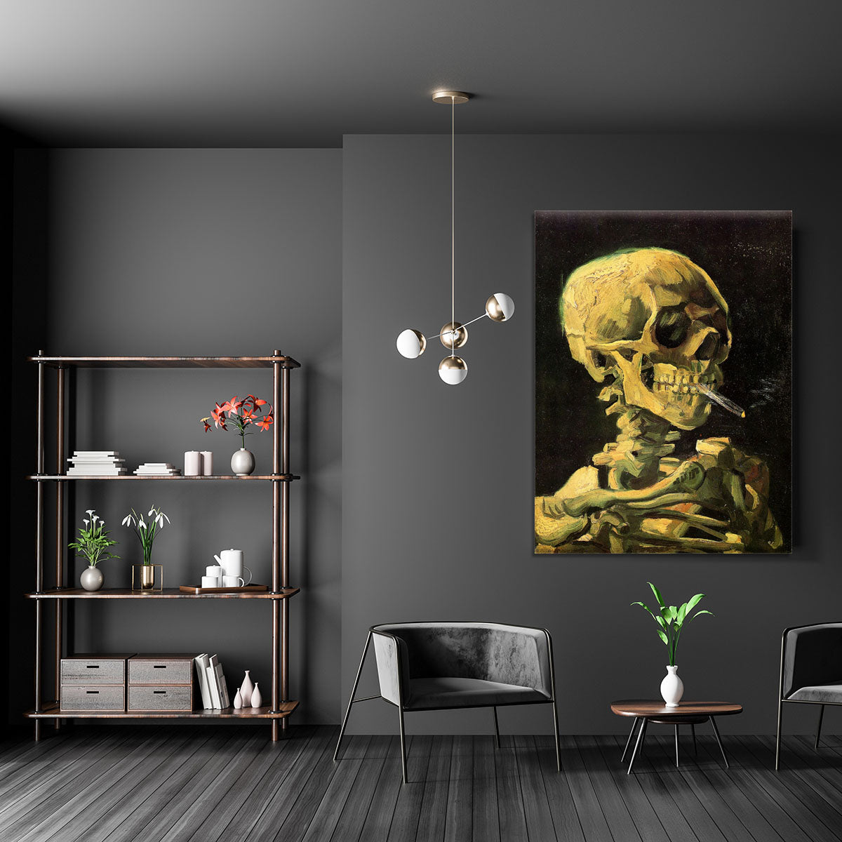 Skull with Burning Cigarette by Van Gogh Canvas Print or Poster - Canvas Art Rocks - 5