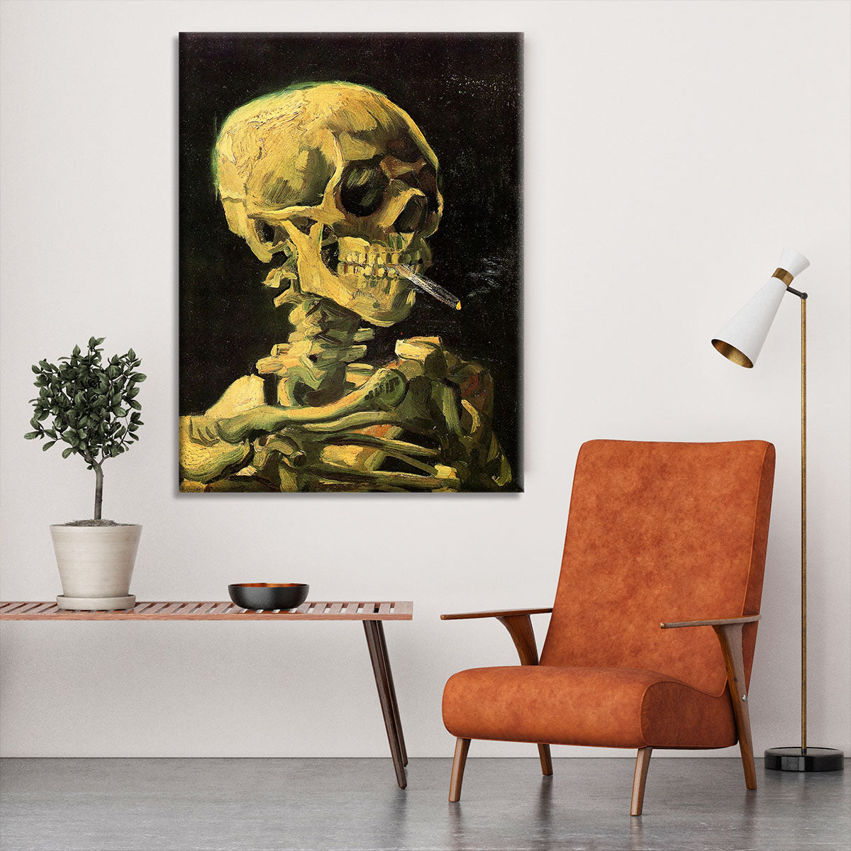 Skull with Burning Cigarette by Van Gogh Canvas Print or Poster - Canvas Art Rocks - 6