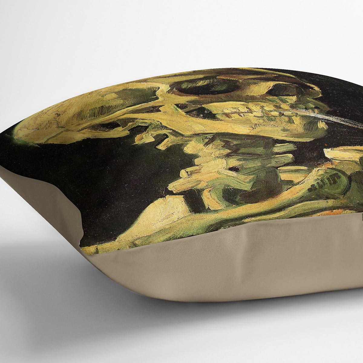 Skull with Burning Cigarette by Van Gogh Cushion