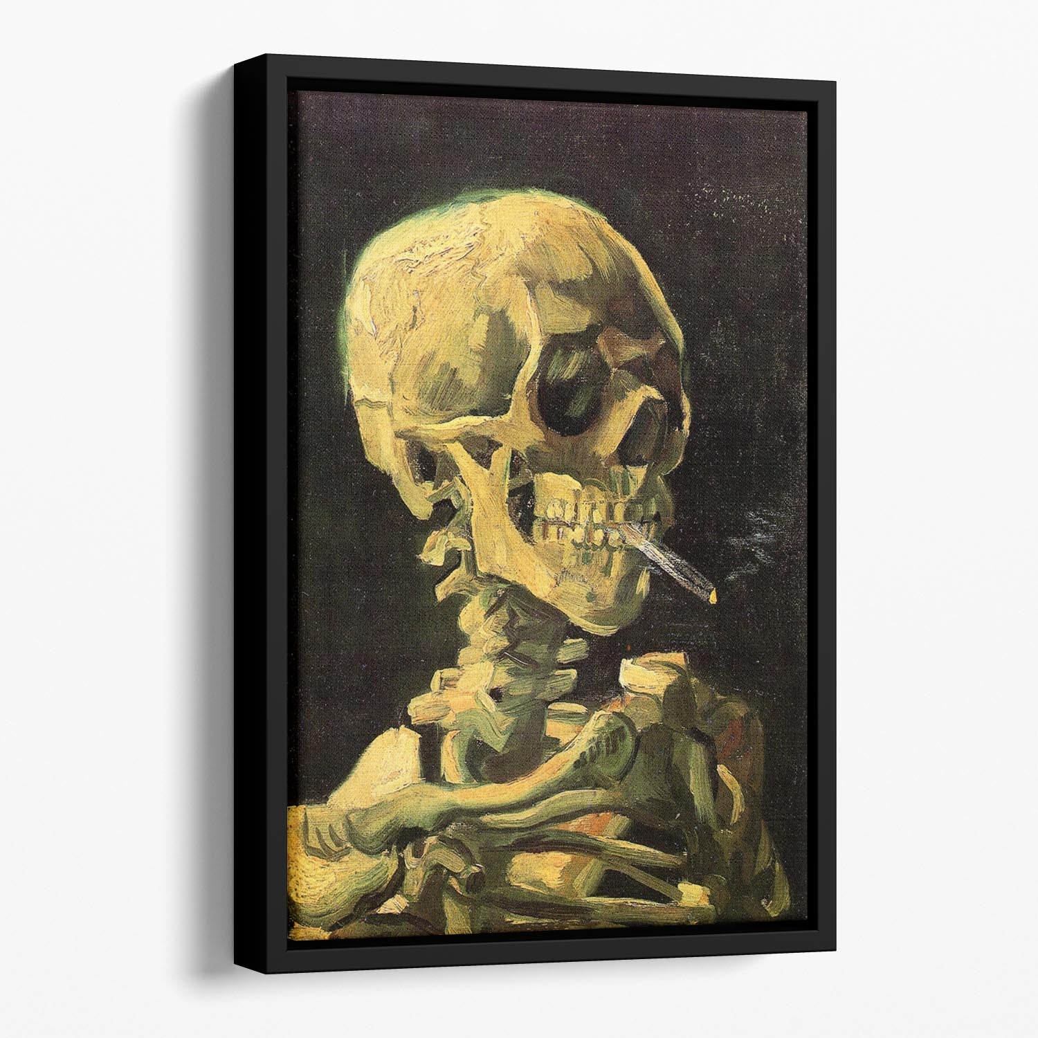 Skull with Burning Cigarette by Van Gogh Floating Framed Canvas