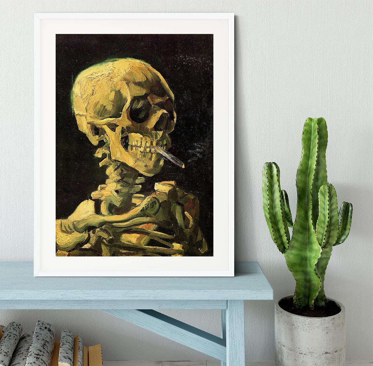 Skull with Burning Cigarette by Van Gogh Framed Print - Canvas Art Rocks - 5