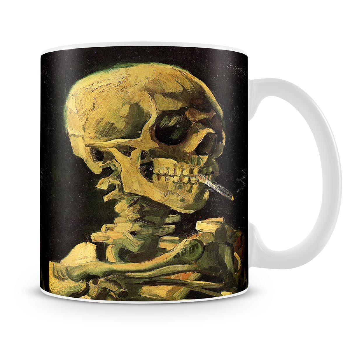 Skull with Burning Cigarette by Van Gogh Mug - Canvas Art Rocks - 4