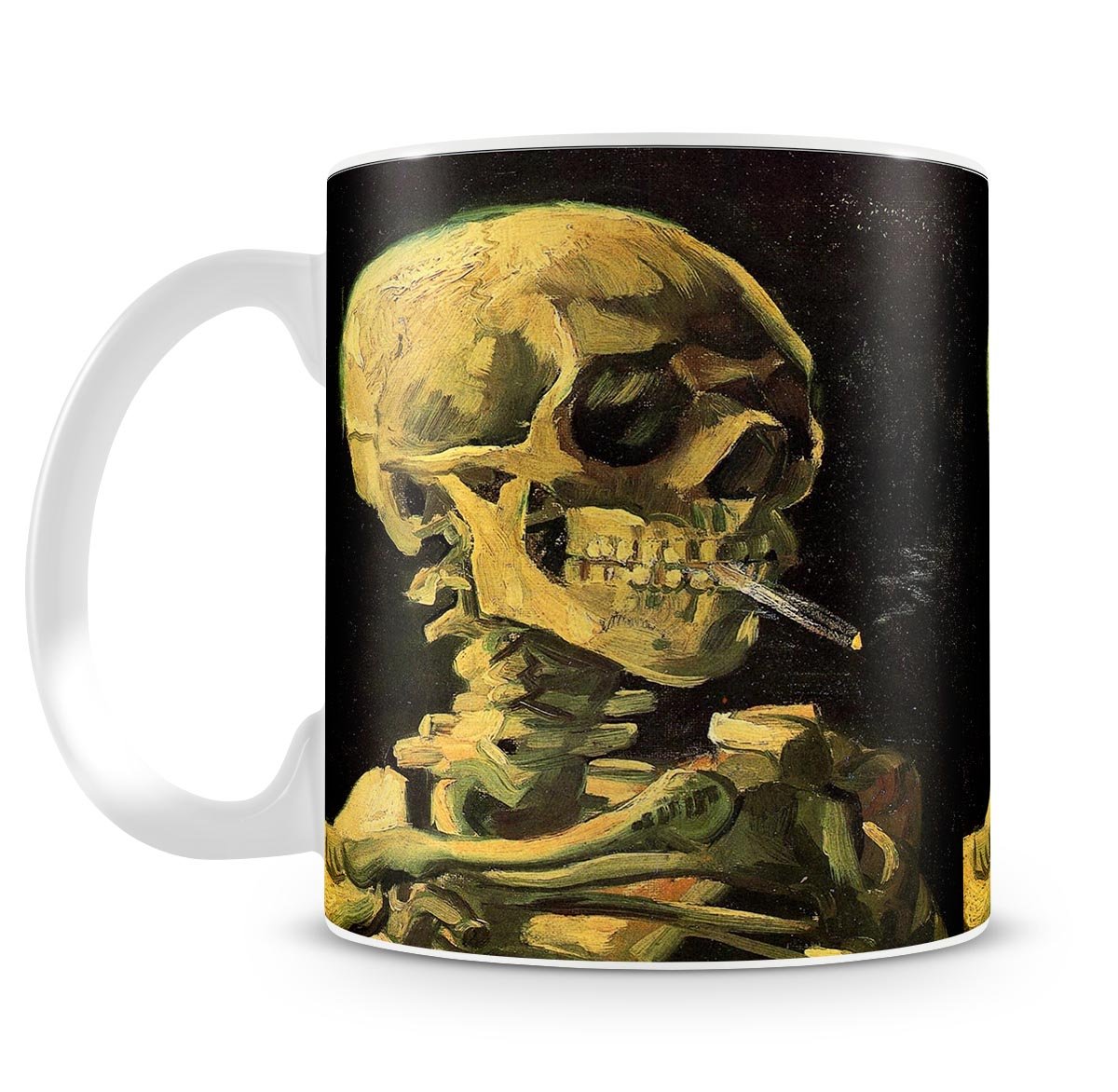 Skull with Burning Cigarette by Van Gogh Mug - Canvas Art Rocks - 4