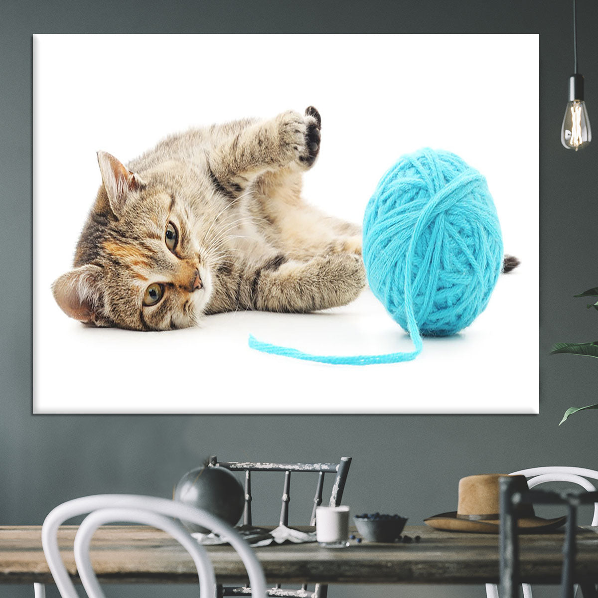 Small funny kitten and clew of thread Canvas Print or Poster - Canvas Art Rocks - 3