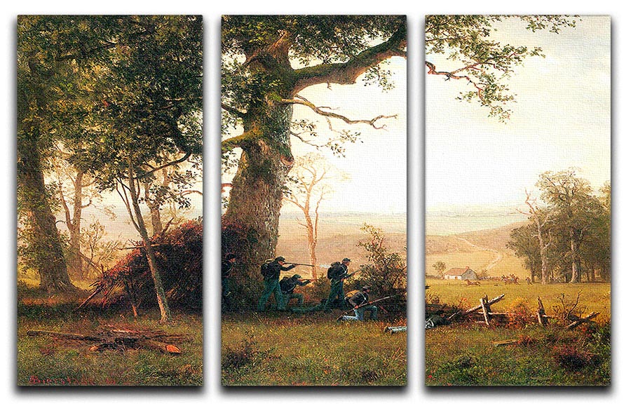 Small war postal service strike in Virginia by Bierstadt 3 Split Panel Canvas Print - Canvas Art Rocks - 1