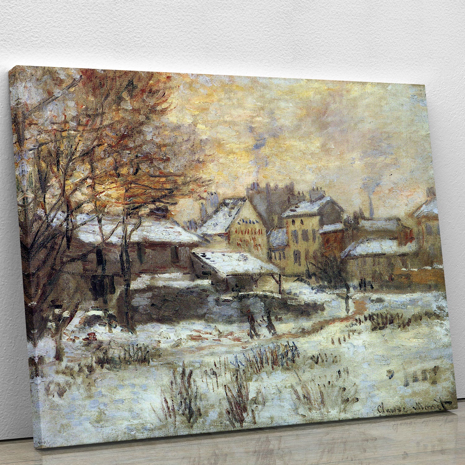 Snow at sunset Argenteuil in the snow by Monet Canvas Print or Poster - Canvas Art Rocks - 1