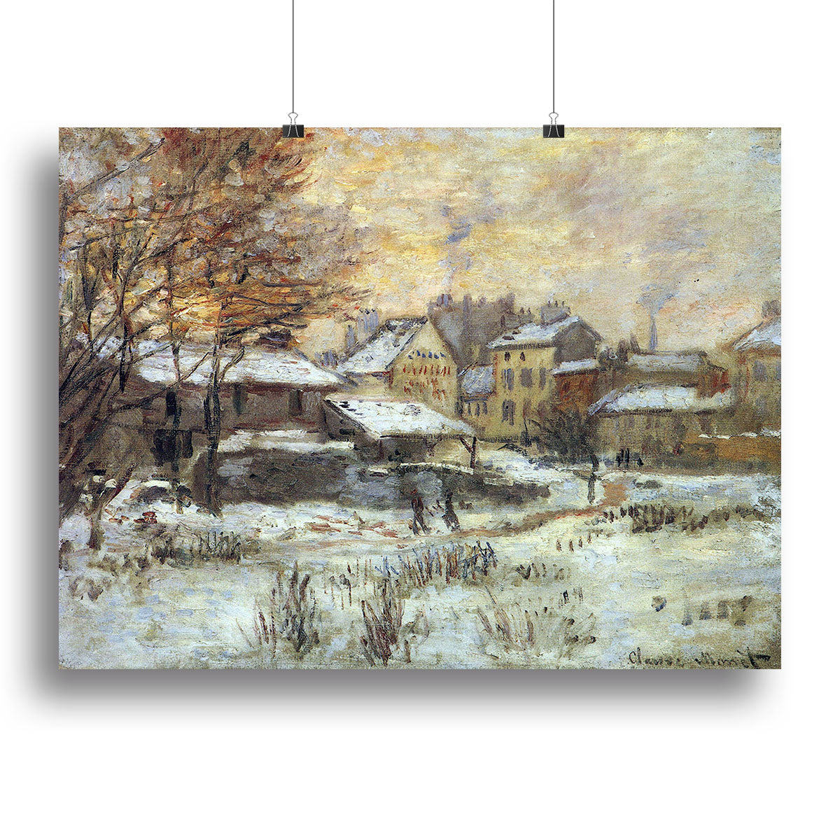 Snow at sunset Argenteuil in the snow by Monet Canvas Print or Poster - Canvas Art Rocks - 2