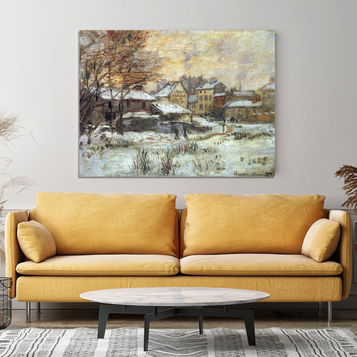 Snow at sunset Argenteuil in the snow by Monet Canvas Print or Poster - Canvas Art Rocks - 4