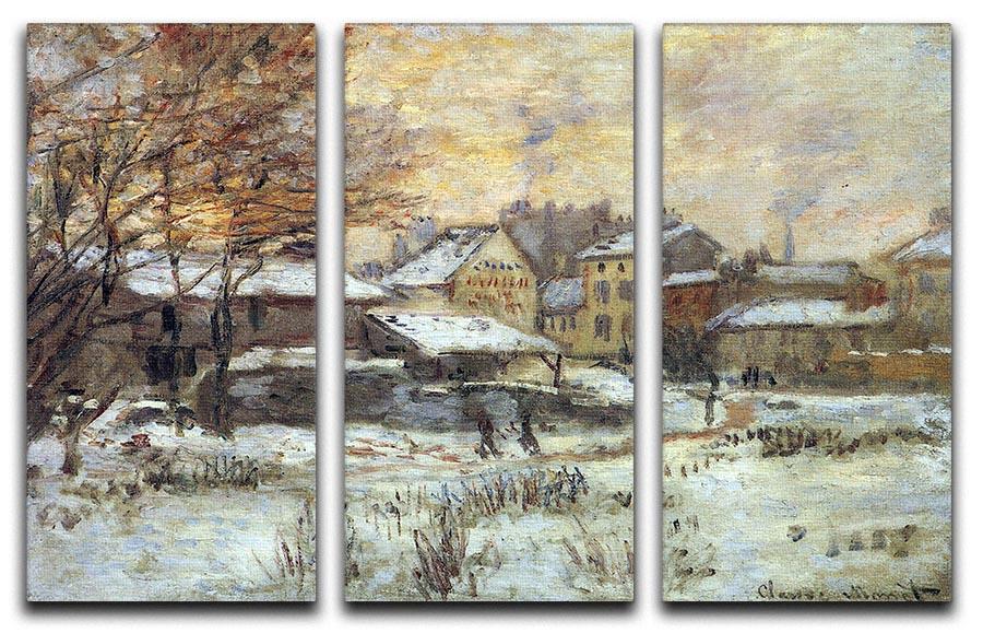 Snow at sunset Argenteuil in the snow by Monet Split Panel Canvas Print - Canvas Art Rocks - 4