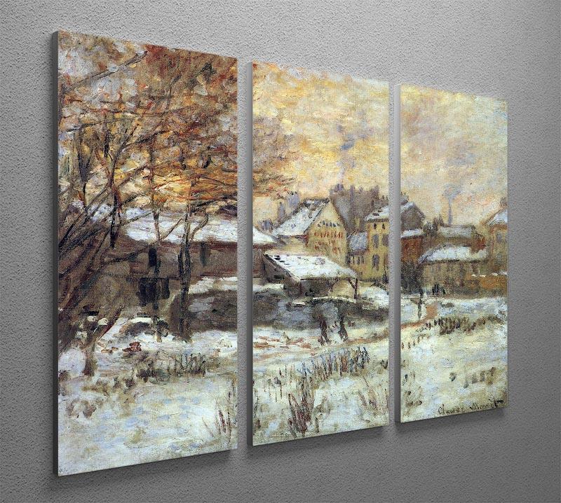 Snow at sunset Argenteuil in the snow by Monet Split Panel Canvas Print - Canvas Art Rocks - 4