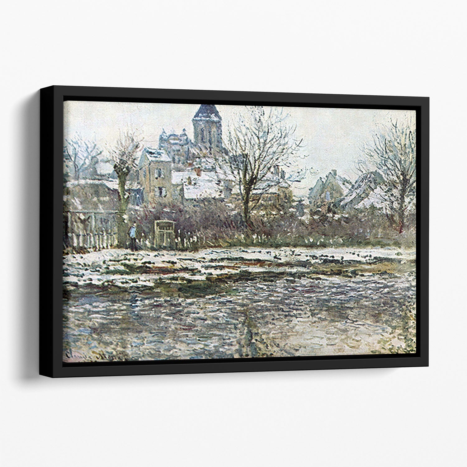 Snow in Vetheuil by Monet Floating Framed Canvas
