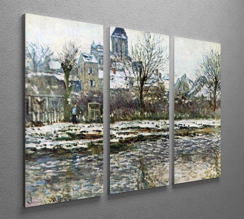 Snow in Vetheuil by Monet Split Panel Canvas Print - Canvas Art Rocks - 4