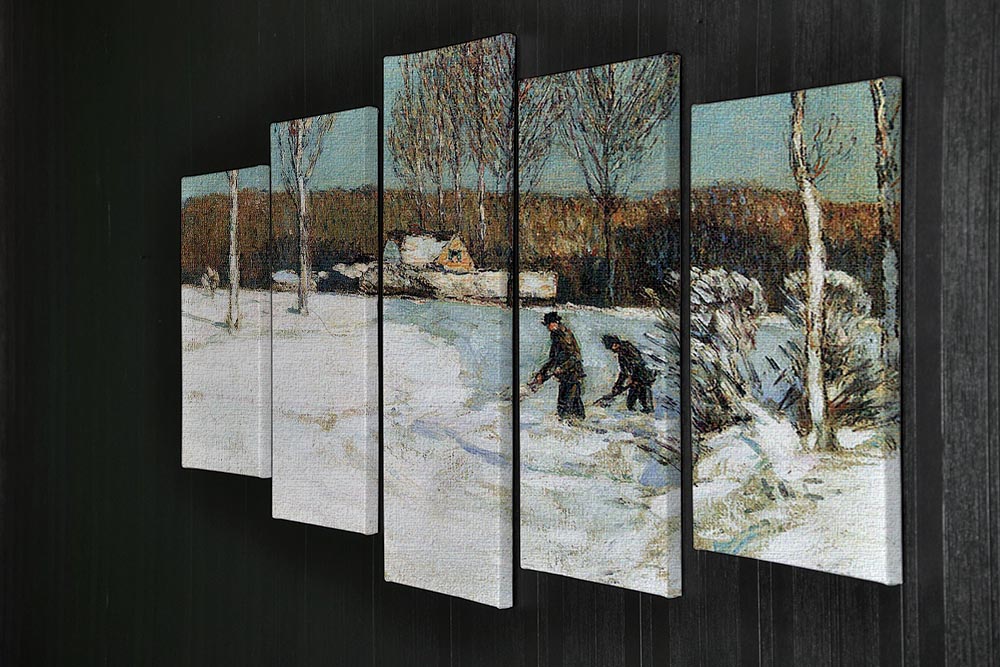 Snow shovels New England by Hassam 5 Split Panel Canvas - Canvas Art Rocks - 2