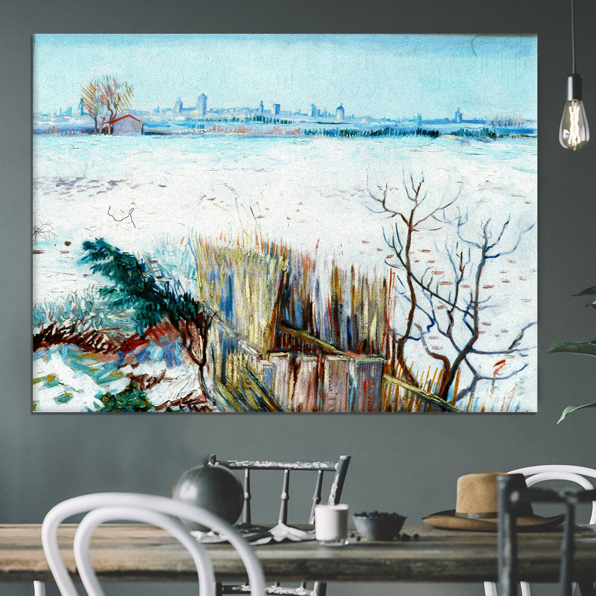 Snowy Landscape with Arles in the Background by Van Gogh Canvas Print or Poster - Canvas Art Rocks - 3