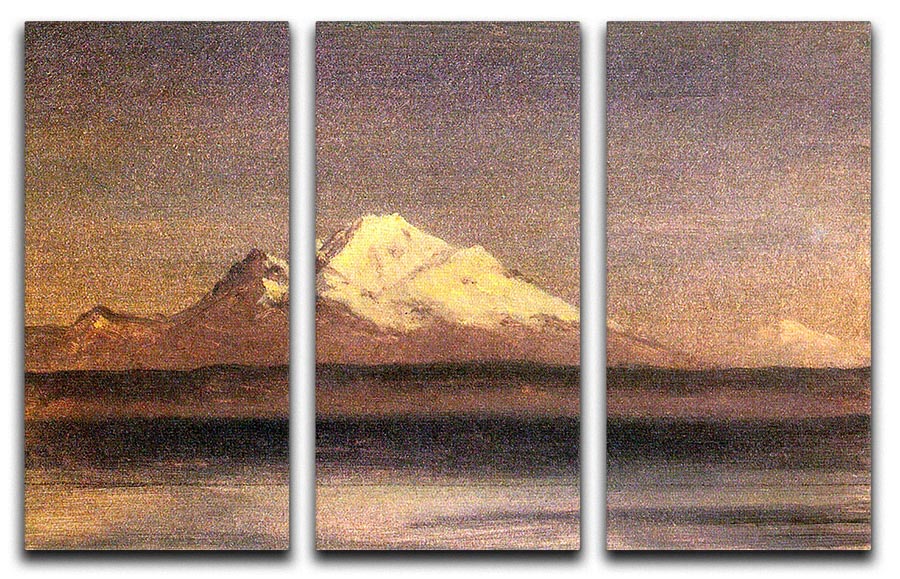 Snowy Mountains in the Pacific Northwest 2 by Bierstadt 3 Split Panel Canvas Print - Canvas Art Rocks - 1