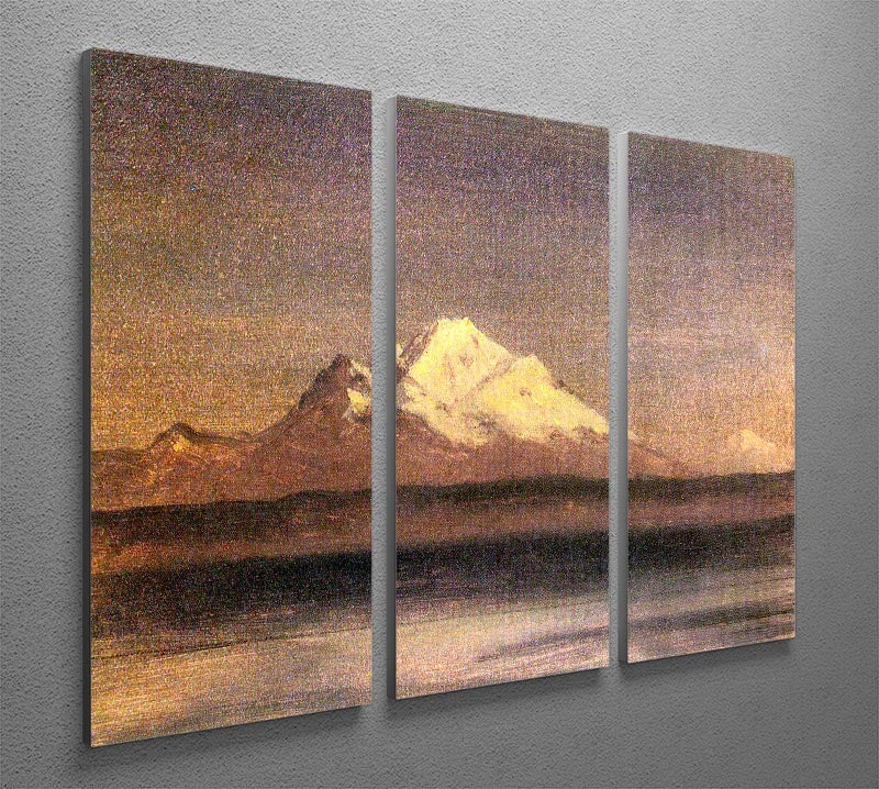 Snowy Mountains in the Pacific Northwest 2 by Bierstadt 3 Split Panel Canvas Print - Canvas Art Rocks - 2
