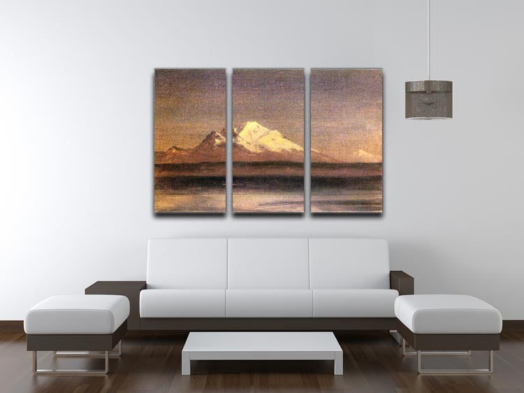 Snowy Mountains in the Pacific Northwest 2 by Bierstadt 3 Split Panel Canvas Print - Canvas Art Rocks - 3