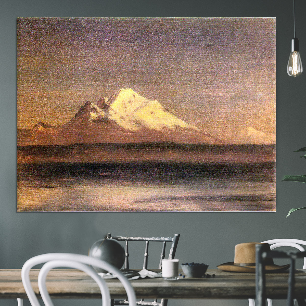 Snowy Mountains in the Pacific Northwest 2 by Bierstadt Canvas Print or Poster - Canvas Art Rocks - 3