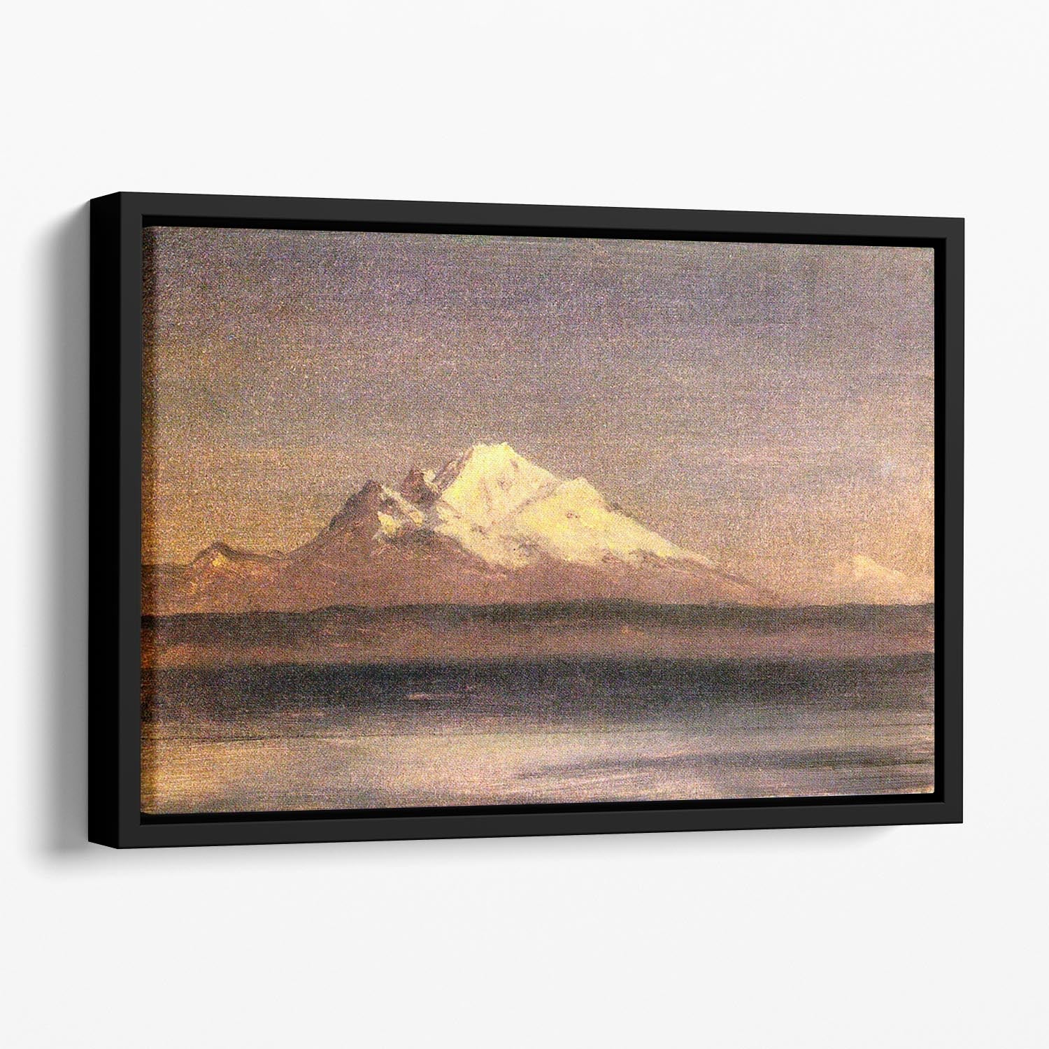 Snowy Mountains in the Pacific Northwest 2 by Bierstadt Floating Framed Canvas - Canvas Art Rocks - 1