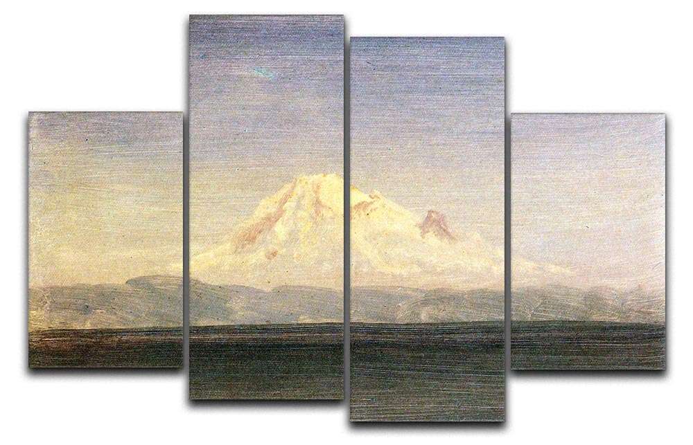 Snowy Mountains in the Pacific Northwest by Bierstadt 4 Split Panel Canvas - Canvas Art Rocks - 1