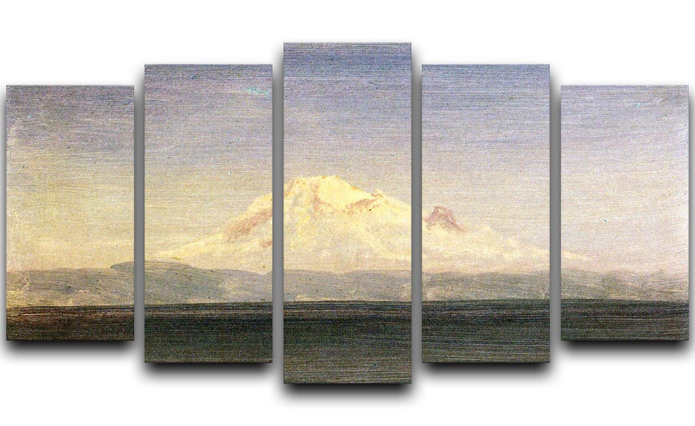 Snowy Mountains in the Pacific Northwest by Bierstadt 5 Split Panel Canvas - Canvas Art Rocks - 1