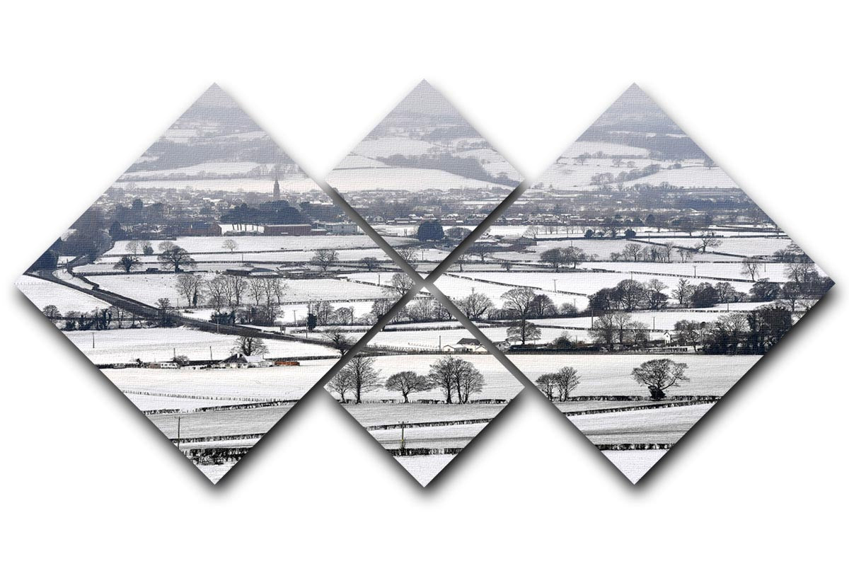 Snowy fields of Wales 4 Square Multi Panel Canvas - Canvas Art Rocks - 1