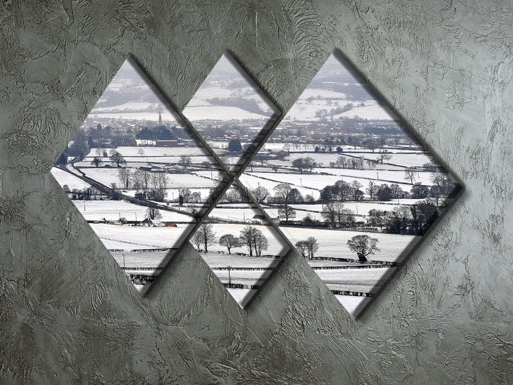 Snowy fields of Wales 4 Square Multi Panel Canvas - Canvas Art Rocks - 2