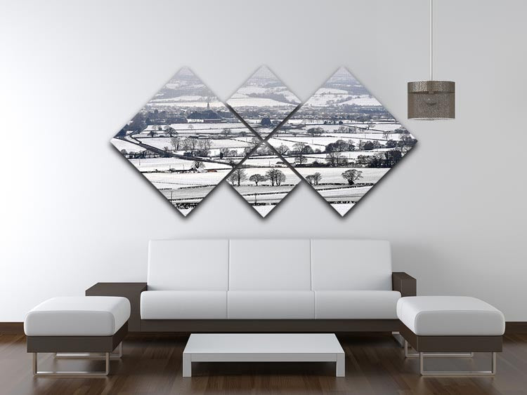 Snowy fields of Wales 4 Square Multi Panel Canvas - Canvas Art Rocks - 3