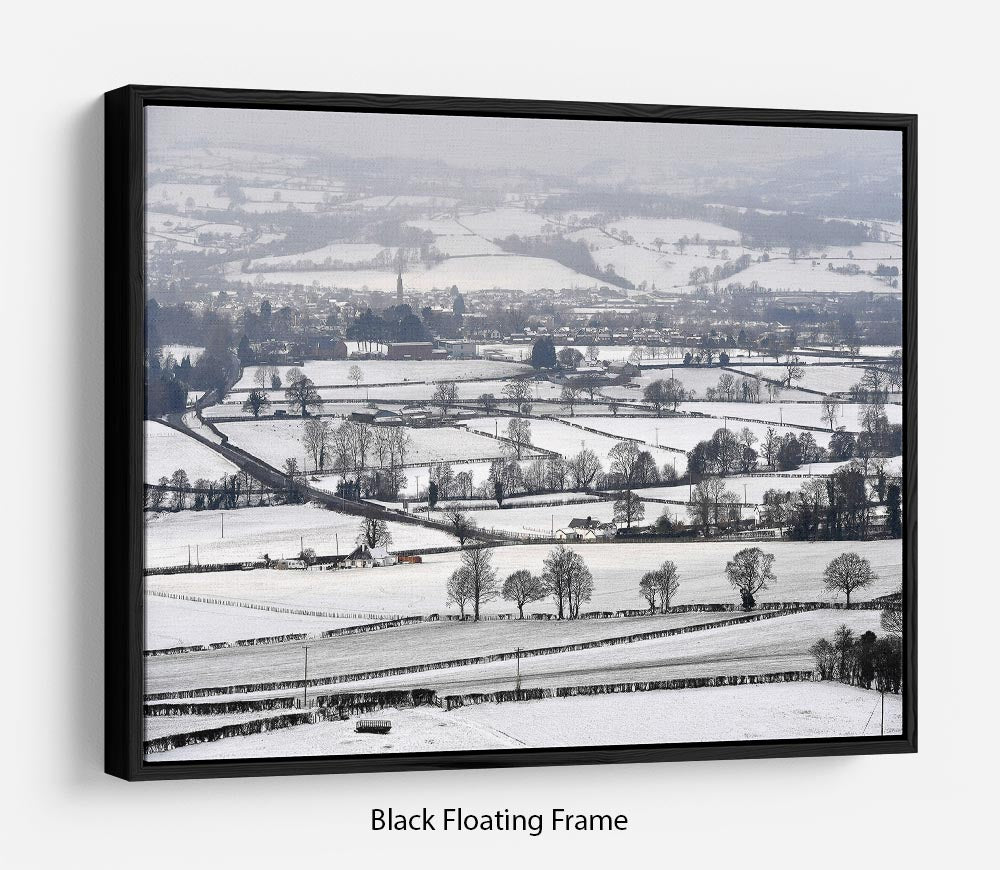Snowy fields of Wales Floating Frame Canvas - Canvas Art Rocks - 1
