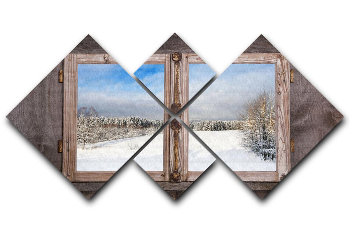 Snowy winter landscape in january 4 Square Multi Panel Canvas - Canvas Art Rocks - 1