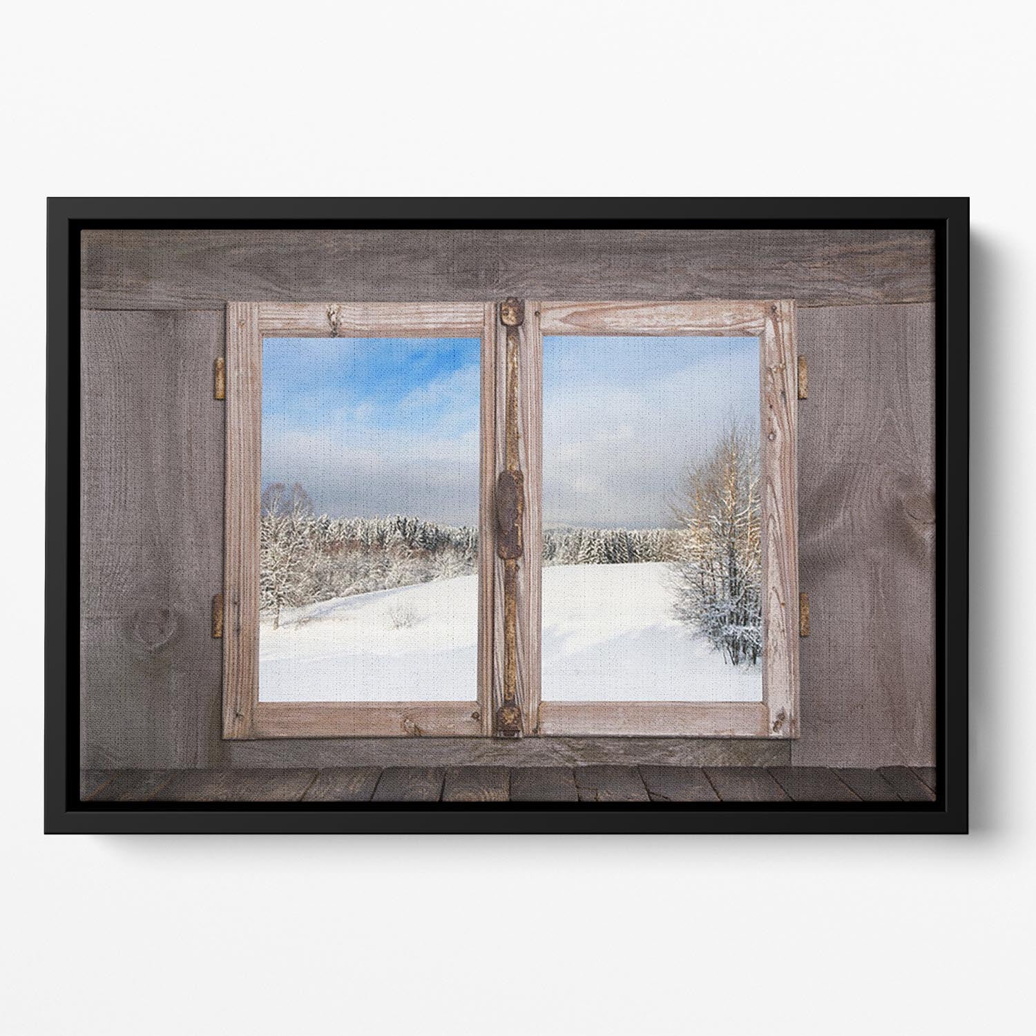 Snowy winter landscape in january Floating Framed Canvas - Canvas Art Rocks - 2