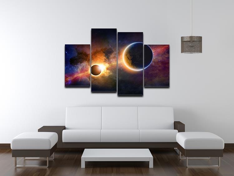 Solar Eclipse Nebula and Stars 4 Split Panel Canvas - Canvas Art Rocks - 3