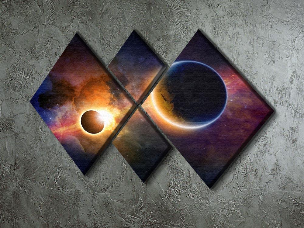 Solar Eclipse Nebula and Stars 4 Square Multi Panel Canvas - Canvas Art Rocks - 2