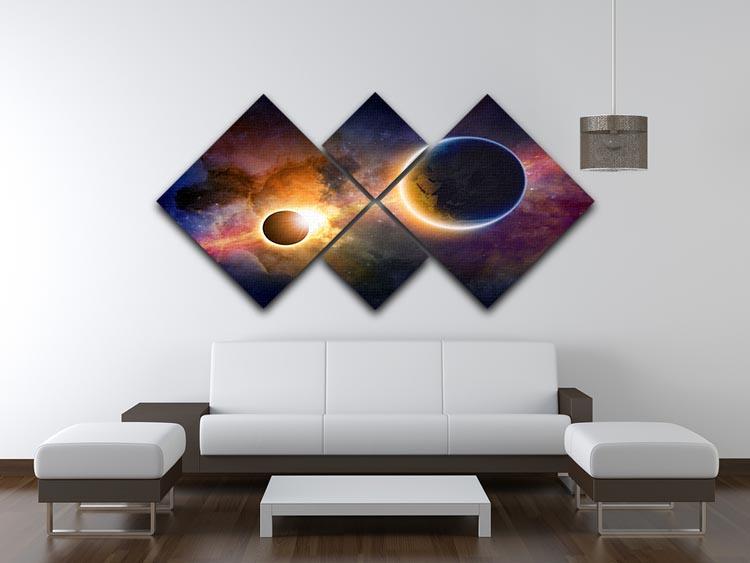 Solar Eclipse Nebula and Stars 4 Square Multi Panel Canvas - Canvas Art Rocks - 3