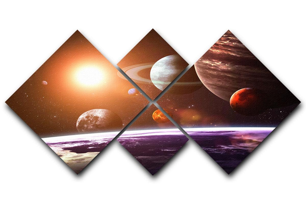 Solar system and space objects 4 Square Multi Panel Canvas  - Canvas Art Rocks - 1