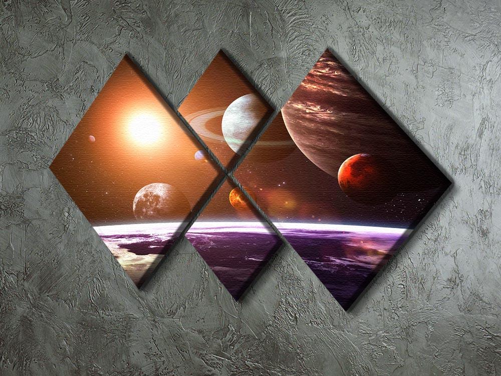 Solar system and space objects 4 Square Multi Panel Canvas - Canvas Art Rocks - 2