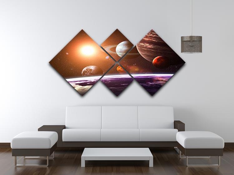 Solar system and space objects 4 Square Multi Panel Canvas - Canvas Art Rocks - 3