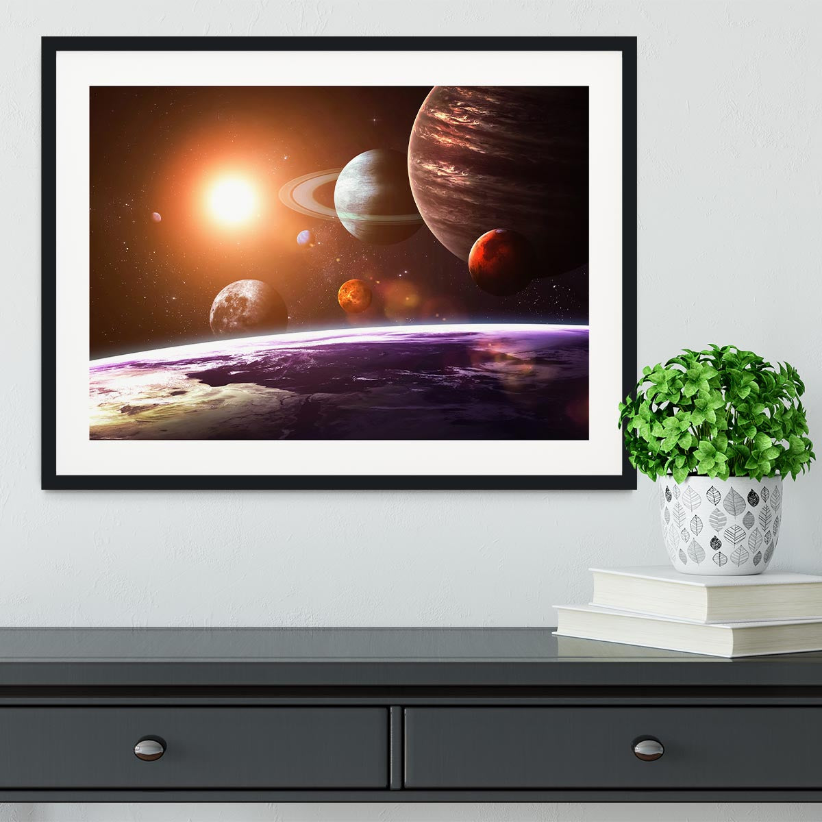 Solar system and space objects Framed Print - Canvas Art Rocks - 1