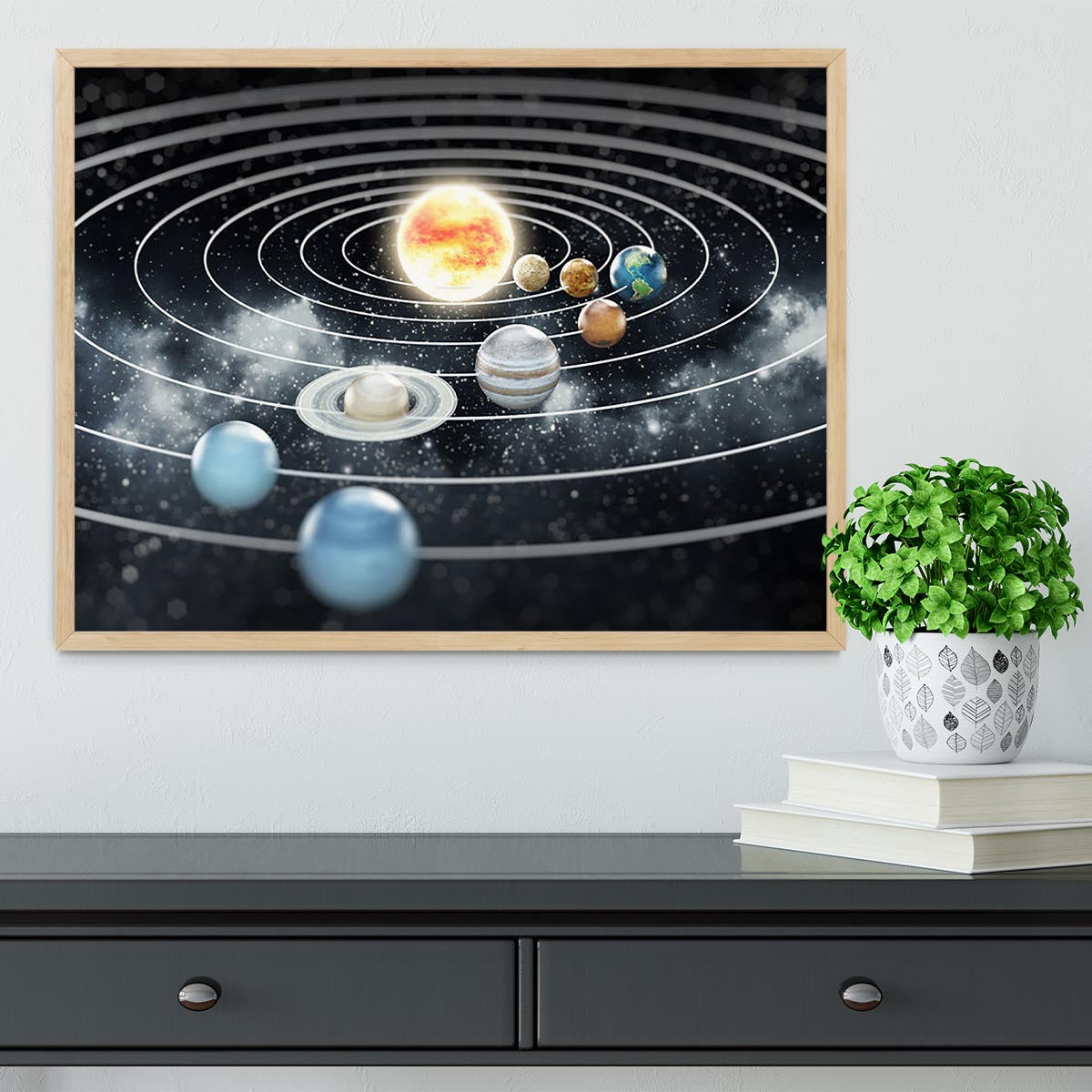 Solar system with eight planets Framed Print - Canvas Art Rocks - 4
