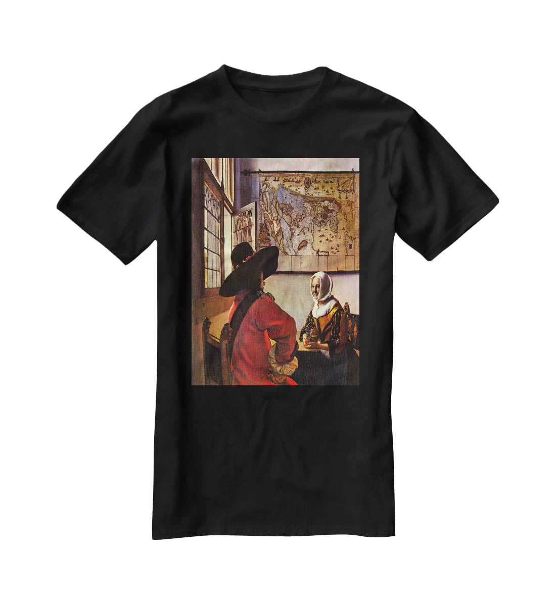 Soldier and girl smiling by Vermeer T-Shirt - Canvas Art Rocks - 1