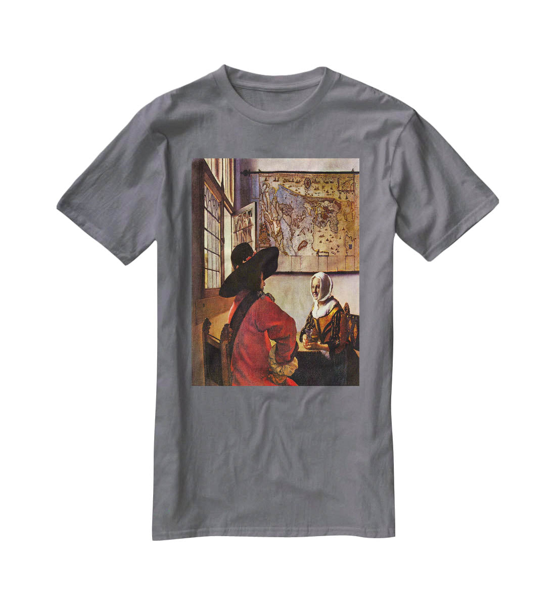 Soldier and girl smiling by Vermeer T-Shirt - Canvas Art Rocks - 3